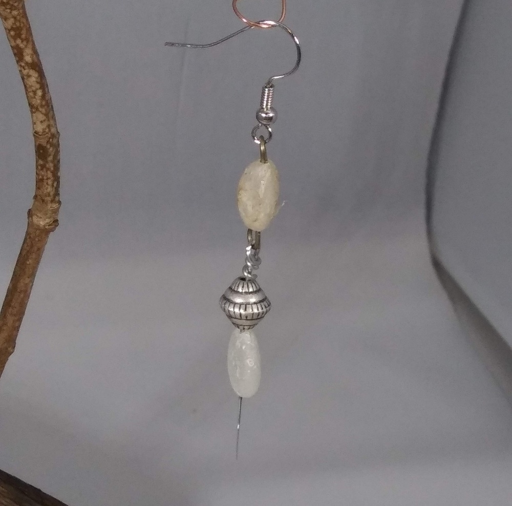 Handmade Dangle Stone & Bead Earrings NWT